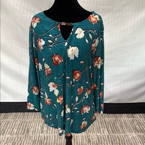 JM Collection Green Long Sleeve Relaxed Blouse